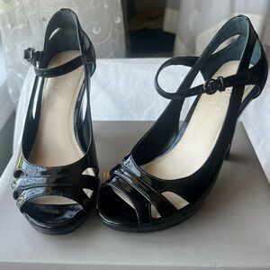 Franco Sarto Black Heels SIZE 5 Spiro, Ankle Strap Open Toe 5009